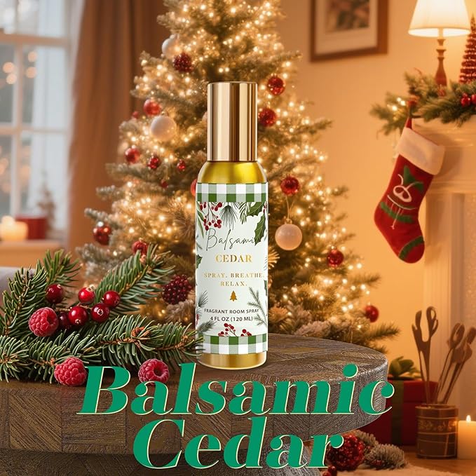 Room Spray, Balsamic Cedar, Apples, Gingerbread Cookies, 3 Pack, Each 4 fl oz, Concentrated Room Spray, Air Freshener for Home, Long-Lasting Odor Eliminator for Bathroom and Office