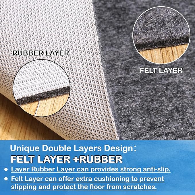 Non-Slip Rug Pads 2 x 6 ft, 100% Waterproof Extra Large Area Rugs Non Skid Rug Pad for All Floors and Finishes Durable Hardwood Floor Protective Felt Keeps Rugs in Place, Safe and Secure