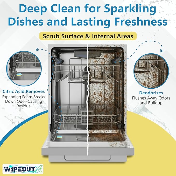 Dishwasher Cleaner – 24 Pack (1-Year Supply) Dishwasher Cleaner and Deodorizer Tablets, Odor and Smell Remover Septic Safe Natural Limescale, Calcium, Hard Water Marks & Grease Remover