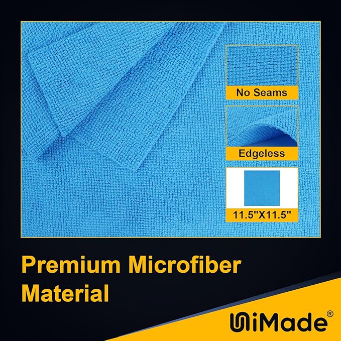 UNIMADE Shop Towels Rags, 150 Pack Reusable Shop Rags Bulk Microfiber Cleaning Cloth Lint Free Cleaning Towels for Car Kitchen Automotive Bar Mechanic Restaurant Garage, 11.5"x 11.5", Blue