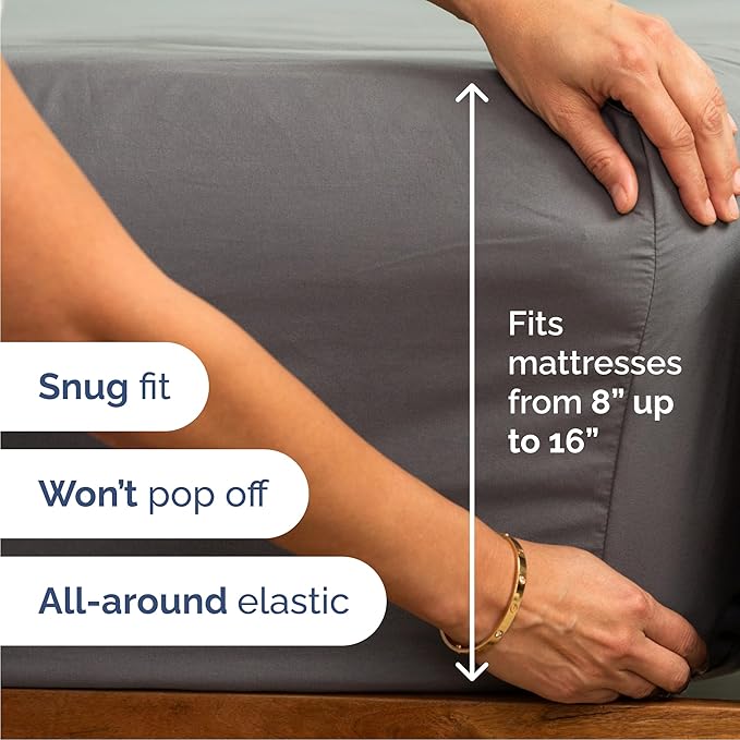 Cal King 6 Piece Sheet Set - Comfy Breathable & Cooling - Ultra Soft Hotel Luxury Bedding Set w/ 8-16 Inch Deep Pockets - 1 Flat & 1 Fitted Sheet & 4 Pillowcases - Wrinkle Free & Easy Care - Dark Grey
