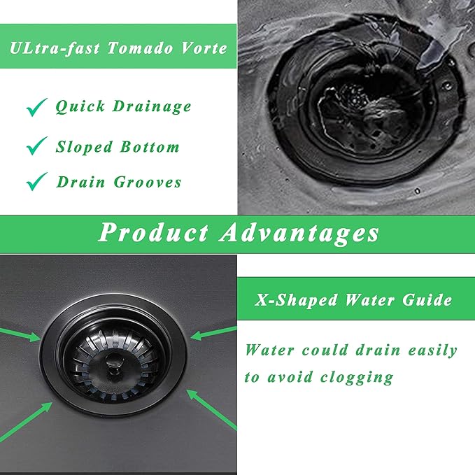 VC CUCINE 33x22 Inch Drop In Gunmetal Black Farmhouse Sink, 16 Gauge Stainless Steel Single Bowl Apron Front Workstation Farm Sink With Accessories