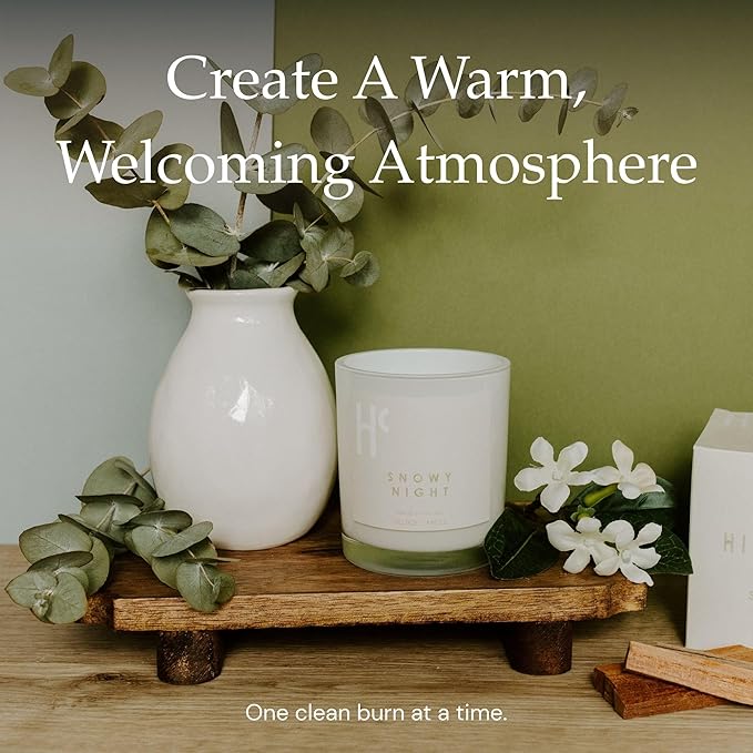 Snowy Night Single Wick Soy Candles, Luxury Scented Candles for Home - Up to 60 Hour Burn Time, Cruelty-Free Soy Wax Blend - Fir Needle Fragrance, Notes of Cedarwood & Berries (9 oz)