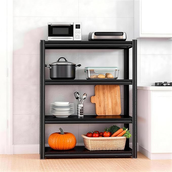 Notmise Kitchen Baker’s Rack, 4-Tier Metal Rack with Solid Shelves, Microwave Stand Storage Organizer for Kitchen or Dining Room – 39.4” W x 15.7” D x 54.3” H