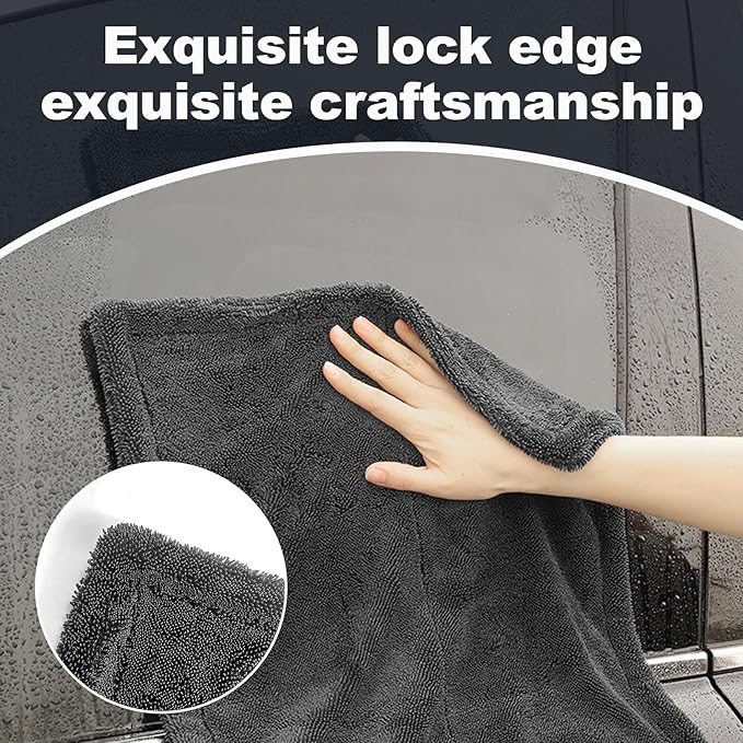 Ghguole 2-Pack Car Drying Towel (28" x 36"),1500 GSM Double Sided Microfiber Towels for Cars,Trucks, SUV.Highly Absorbent,Leaving no Marks,no Shedding,Easy to Clean