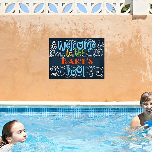 Custom Pool Sign, Welcome to The Pool Fun Colors for Pool Décor Sign, 18x24 Inches, Rust Free .063 Aluminum, Fade Resistant, Made in USA by Sigo Signs