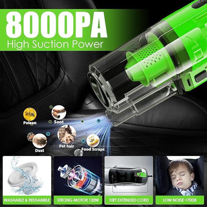 Viewsun 30pcs Car Cleaning Kit, Car Interior Detailing Kit with High Power Handheld Vacuum, Detailing Brush Set, Windshield Cleaner, Cleaning Gel, Complete Auto Accessories for Men, Women