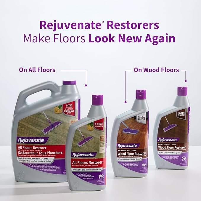 Rejuvenate Professional Wood Floor Restorer Fills Scratches, Shines And Protects Wood Flooring For A High Gloss Shine, 32 Ounces, 6 Pack