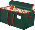 Christmas Ornament Storage Box, Holds Up to 128 Ornaments with Adjustable Dividers, Large & Sturdy Holiday Decoration Ornament Organizer Storage Bin with Zipper and Handles, Green