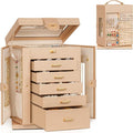AKOZLIN Jewelry Box 6-Tier Organizer Functional 360° Rotating Jewelry Storage Case for Women Girls Ring Necklace Earring Bracelet Holder with Mirror