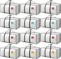 RMOHRO 12 Pack Extra Heavy Duty Large Moving Bags with Reinforced Zipper & Wide Handles, Waterproof Storage Bins for Clothes, College Dorm, Travel, and Home Organization, White