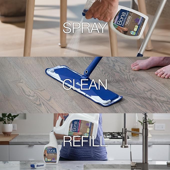 Bona Hardwood Floor Cleaner Spray - 32 fl oz - Lavender Thyme Scent - Refillable - Residue-Free Floor Cleaning Solution for Wood Floors