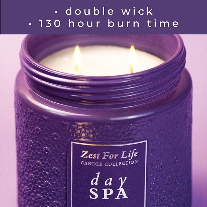A Cheerful Giver - 28oz Large Scented Candle Jar with Lid- Zest for Life - 130 Hours of Burn Time, Gift for Women (Large, Day Spa)