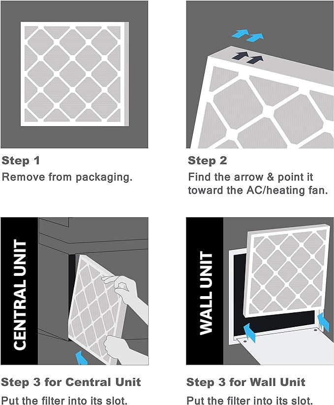 Aerostar 10x16x1 MERV 8-6 Count - High Efficiency Pleated HVAC, Furnace & Air Conditioner Filters - Removes Dust, Lint, Mold & Allergy-Causing Pollen