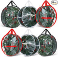 Zhengmy 6 Pcs Clear Christmas Wreath Storage Bag Wreath Storage Container With fixing strap Wreath Storage Box with Handles for Storing Garland Holiday Wreath Wrapping(24 Inches)