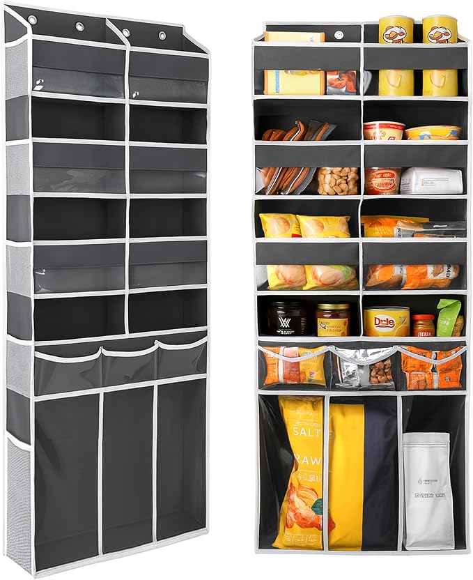 EZVERY Extra Large Over The Door Organizer with Clear Pockets - 8 Compartments & XL Bottom Storage, Heavy-Duty Hanging Organizer for Bathroom, Bedroom, Closet (57 Inch Height).