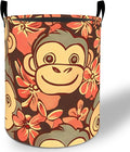 Monkey Laundry Basket Hamper 19.7"x15.8", Cute Cartoon Foldable Waterproof Oxford Clothes Storage Bucket for Room Bathroom Bedroom Nursery Decor, Toy Organizer Bins Gifts for Kids Boys Girls