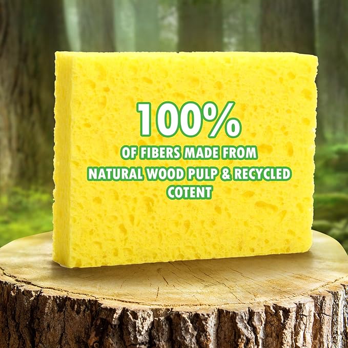 Vilphel 12 Counts Multipurpose Kitchen Sponges Pack Compostable Biodegradable Compressed Cellulose Sponges 18X Super Absorbent POP UP Eco Sponge for Household Use