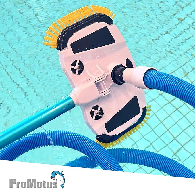 Weighted Pool Vacuum Head, Vinyl-Safe No Wheels Manual Cleaner with Air Relief Valves，Multi-Directional Brushes for Above Ground & Inground Pools, Universal Fit for 1-1/4" & 1-1/2" Hoses