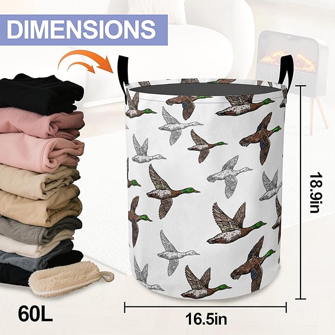 Laundry Basket-Cute Geese Foldable Waterproof Oxford Cloth Funny Tote Bag Laundry Hamper Clothes Storage Bucket Organizer For Bathroom/Laundry Storage/Bedroom Storage Basket