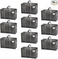 VENO 10 Pack Moving Bags and Large Christmas Storage Bins with lids. Alternative to Moving Boxes, Packing Supplies for College. Extra Large Heavy Duty Totes for Packaging (Dark Gray, 10 Pack)