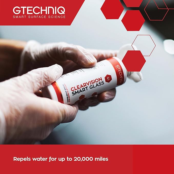 Gtechniq G1 Smart Glass Water Repellent Spray, Rain Repellent Car Windscreen Cleaner Repels Water Off Glass up to 20,000 Miles, 100ml