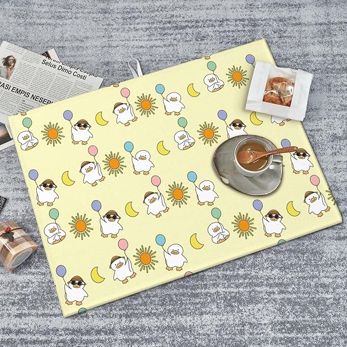 Cute Ducks Dish Drying Mat for Kitchen Counter Cute Kitchen Mat Microfiber Kitchen Countertop Absorbent Reversible Drainer Rack Pad Dish Drying Mat 18 x 24 Inch