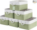 Large Storage Baskets- 15.7x11.8x8.26 inch Storage Bins for Shelves and Closet Organizing, Foldable Fabric Bin for Home Organization Clothes and Laundry (6-Pack, White&Green)