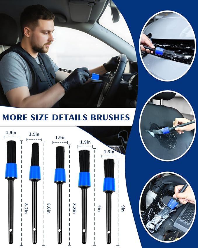 COFSODI Car Cleaning Kit：40 Pcs Interior Windshield and Window Cleaner Detailing Set；Wheel & Tire Brush；Car Wash Mitt；Cleaning Bucket；Total Care Supplies；Towels；Automotive Tools