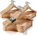 Wooden Hangers 90 Pack,Heavy Duty Solid Wooden Clothes Hangers with Pant Bar,360-Degree Rotatable Hook,Durable & Slim Wood Hangers for Coats,Jackets,Dress,Pants(Natural)
