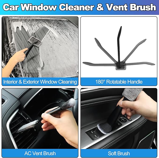 NIKCOSMK Car Cleaning Kit, Car Detailing Kit with Car Vacuum 8000PA High Suction, Car Interior Cleaning Supplies with Detailing Brushes, Windshield Cleaner Tool, Car Accessories for Men & Women
