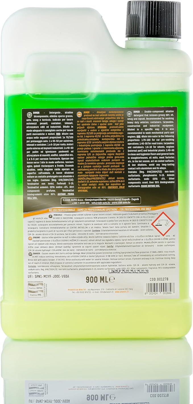 ATAS Dimer 900ml – Heavy-Duty All-Purpose Cleaner & Degreaser | Free Bottle Included | Ultra-Concentrated Industrial Strength for Grease, Oil, Grime on Engines, Tires, Tools & Machinery