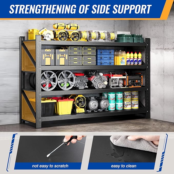BYNSOE 71" W Storage Shelves 5000lbs Garage Metal Shelving Heavy Duty Garage Shelves Adjustable Storage Shelves for Industrial, Factory,71" W X 24" D X 69" H