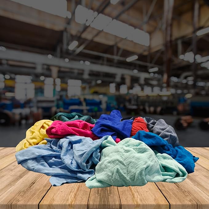 Premium Color Knit Cleaning Cloths (2 x 25 lbs. Compressed Box) – Shop Rags Bulk for Workshops, Mechanics, Painters, and Home Use, Multipurpose Cotton T-Shirt Rags