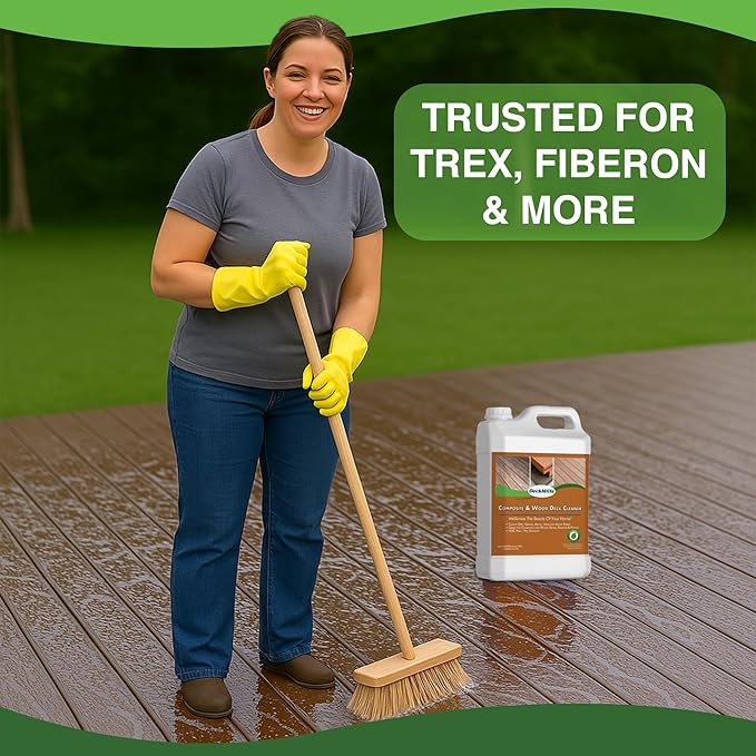 DeckMax Premium Deck Cleaner Kit | Deck Cleaner and Mildew Remover | Cleans up to 1,500 Sq. Ft. | Safe for Trex, Timbertech & Wood Decking | Powerful & Eco-Friendly Deck's Cleaning Solution