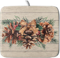 Winter Pine Cone Dish Drying Mat Holly Berries Dish Draining Mat Microfiber Washable Dish Drainer Rack Mat for Home Kitchen Counter 16"x18"