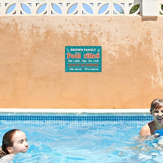 Custom Pool Sign, Pool Rules Enjoy Swimming For Pool Décor Sign, 10x14 Inches, Rust Free .040 Aluminum, Fade Resistant, Made in USA by Sigo Signs
