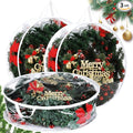 Zhengmy 3 Pcs 24 Inch Christmas Wreath Storage Bags transparent Wreath Storage Container Bulk Wreaths Box with Dual Zippers and Handles for Xmas Holiday Wreaths Garland