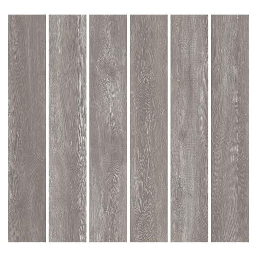 MULGREAT Peel and Stick Floor Tile, 18 Sq.Ft Self Adhesive Vinyl Flooring Plank, 12 Pieces Waterproof Heavy Duty Wood Grain Tiles, 36"x6" DIY Planks for Laundry Kitchen Apartment Home, Soft Grey