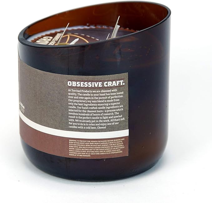 Torched Beer Scented Candles | Natural Soy Wax Candle | Barrel-Aged Brown Ale Scent 28 oz | Makes a Great Gift for Men, Beer Lovers, and Collectors | Bar Man-Cave Decor and Accessories