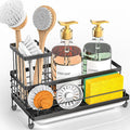 Cisily Large Capacity Kitchen Sink Caddy Organizer, Rustproof Non-Slip Sponge Holder With Dish Brush Holder Organizer, Kitchen Organization and Storage, Essentials Accessories for Countertop