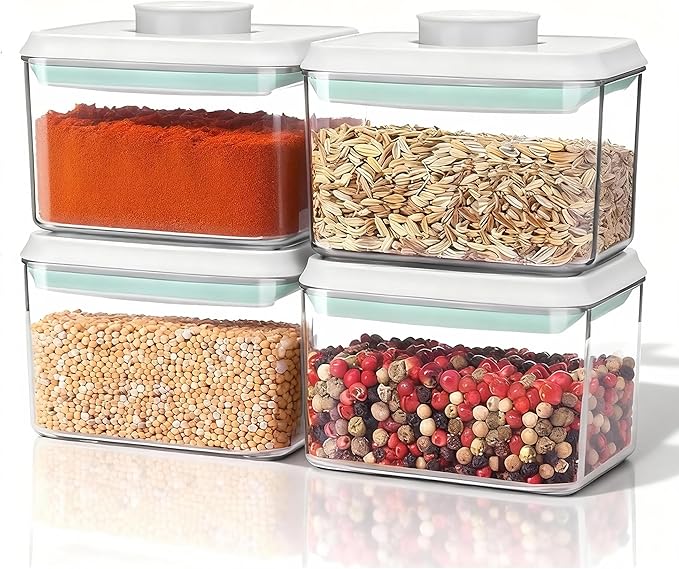Cozey Daily Airtight Food Storage Container Pop Containers With Lids, Bpa Free for Spaghetti Cereal Flour Rice Kitchen Organizer (500ml / 0.5qt *4)