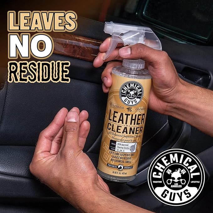 Chemical Guys SPI410 Leather Cleaner and Conditioner Bundle with ACC_S95 Long Bristle Horse Hair Leather Cleaning Brush, Safe for Car, Home, Office, & More (3 Item Bundle with 2-16 fl oz Bottles)