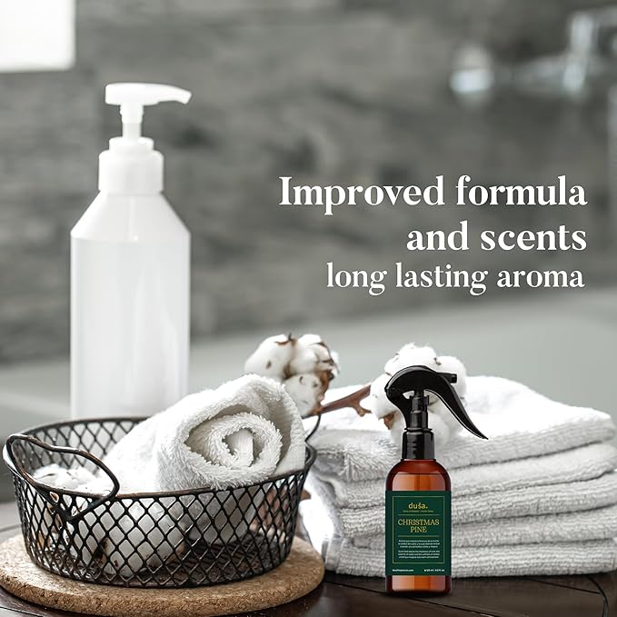 Dusa Christmas Room Spray Linen Spray - 4 oz - Natural Air Freshener & Linen Mist for Home - Ultimate Home Fragrance, Bed Room Essentials & Soothing Fabric -Eco-Friendly Odor Eliminator w/Aromatherapy