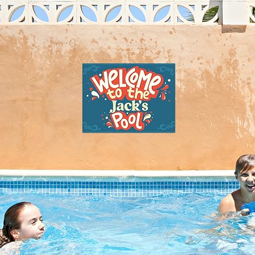 Custom Pool Sign, Welcome to The Pool Fun for Pool Décor Sign, 18x24 Inches, Rust Free .063 Aluminum, Fade Resistant, Made in USA by Sigo Signs