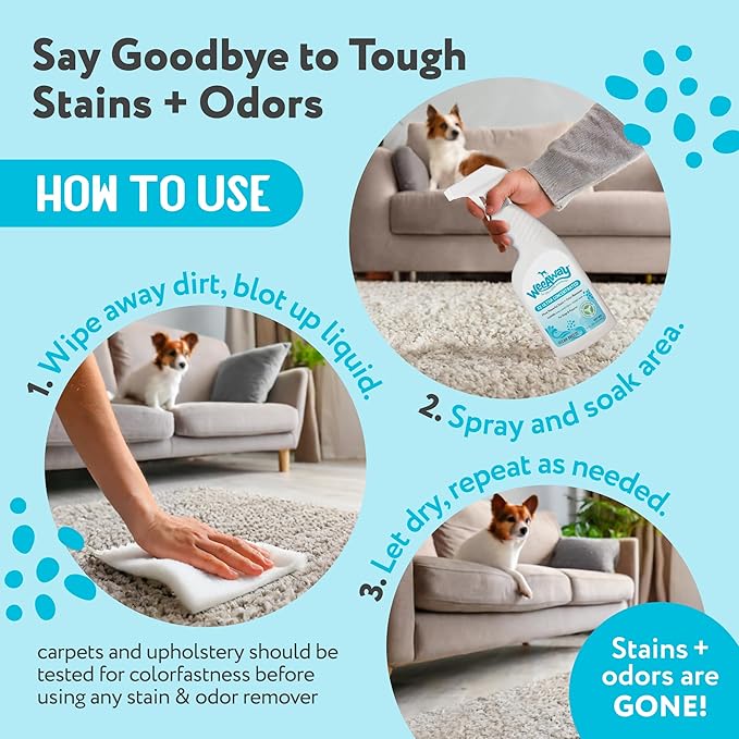 Wee Away X2 Ultra-Concentrated Stain & Strong Odor Eliminator, Enzyme Cleaner, Pet Odor Eliminator for Home - Dog Urine Destroyer - Carpet Cleaner Spray, Ocean Breeze Scent, 16 fl oz