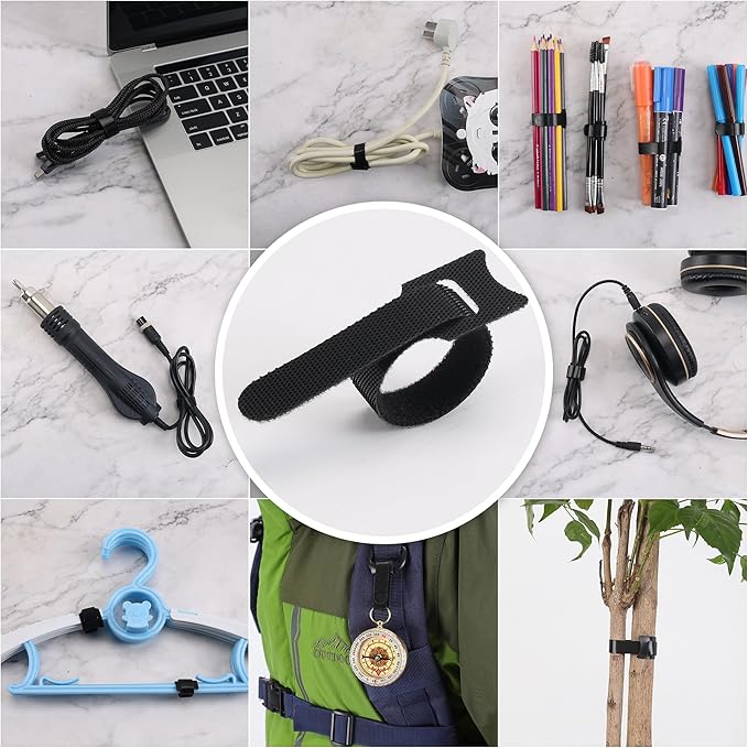 Nettbe Reusable Cable Ties, 126 PCS 6 Inches Adjustable Cord Straps Wire Organizer Cord Wrap and Hook Loop Cable Management