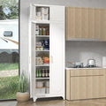 90" Metal Kitchen Pantry Cabinet, 75" Pantry Cabinets with 15" Small Cabinets, Freestanding Kitchen Storage Cabinet for Dining Room, Living Room, Alacena para Cocina, Assembly Required, White
