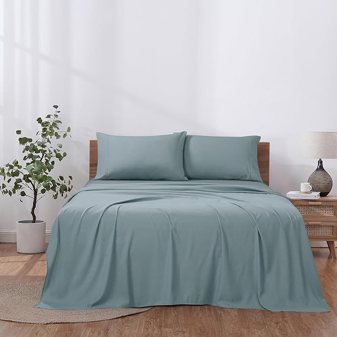 Modern Threads Soft Microfiber Solid Sheets - Luxurious Microfiber Bed Sheets - Includes Flat Sheet, Fitted Sheet with Deep Pockets, & Pillowcases Ocean Full