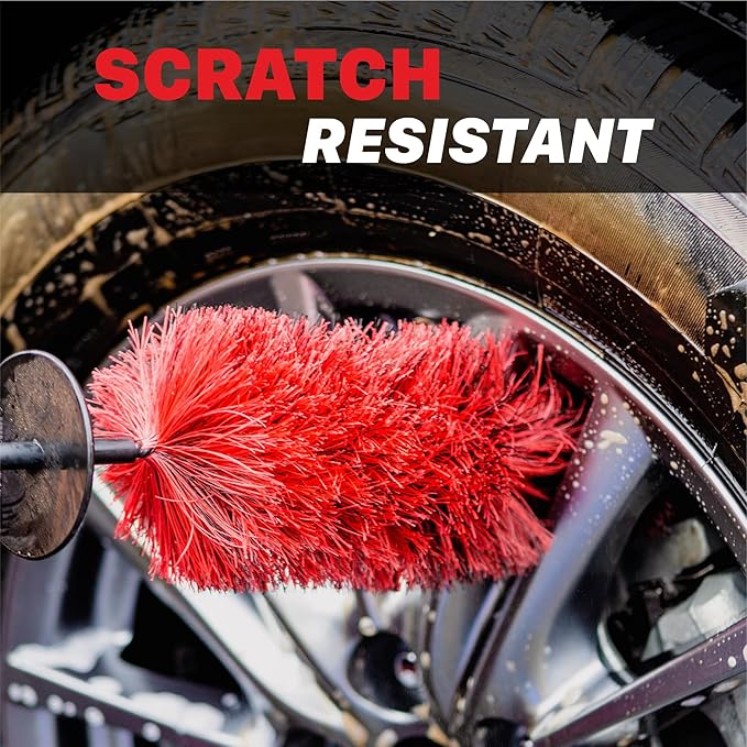 Maxshine 6” Universal Bristle Wheel & Rim Brush | Short PP Handle with Soft Durable Bristles | Quick, Safe & Cleaning Tool for Wheels, Rims, Exhausts & Engine Bays | Detailing for Cars, Trucks & SUVs